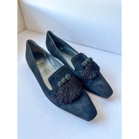 Stuart Weitzman Shoes - Stuart Weitzman Tassatrio Loafers Black Suede Tassled Classic Flats